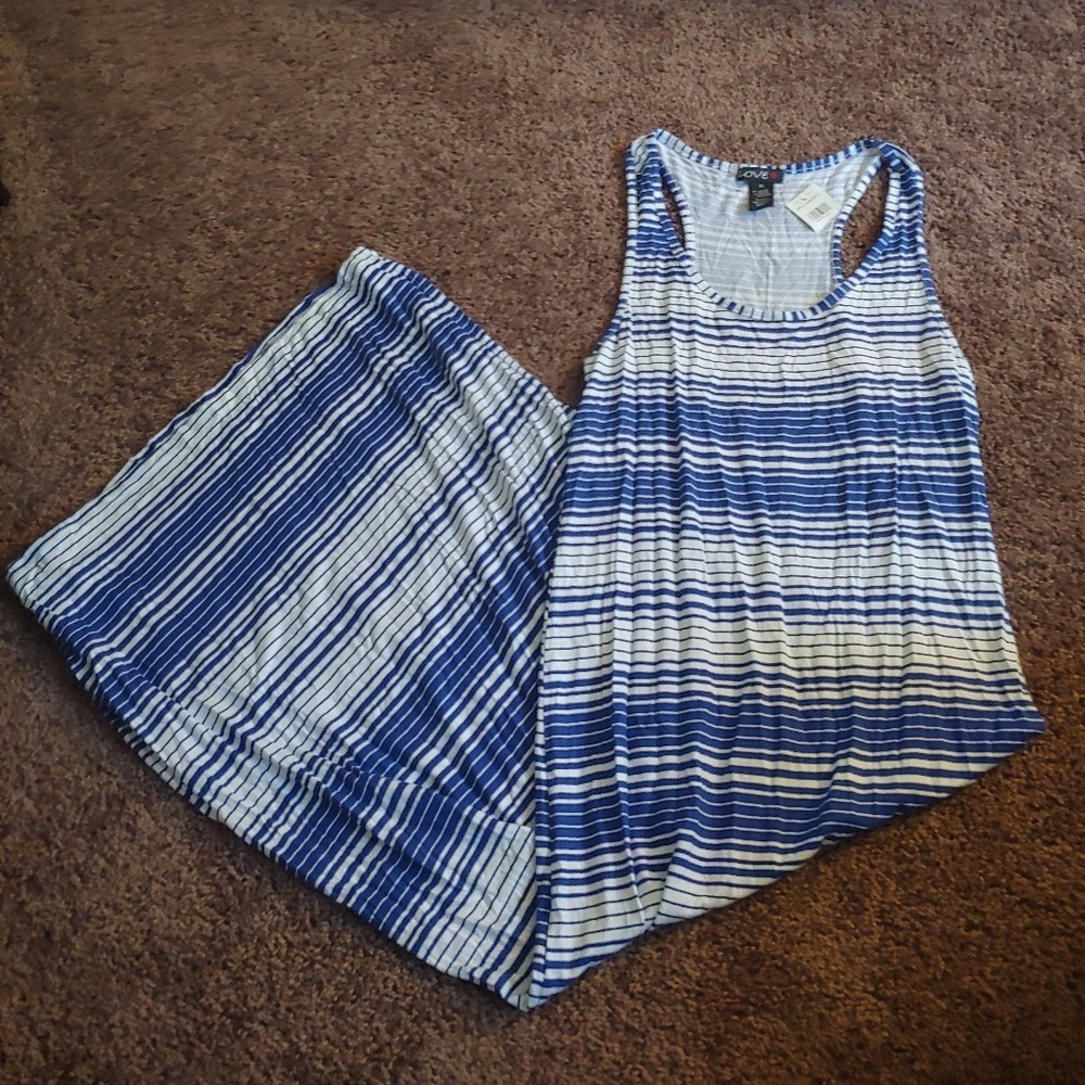 NWT LOVE blue&white racerback maxi dress